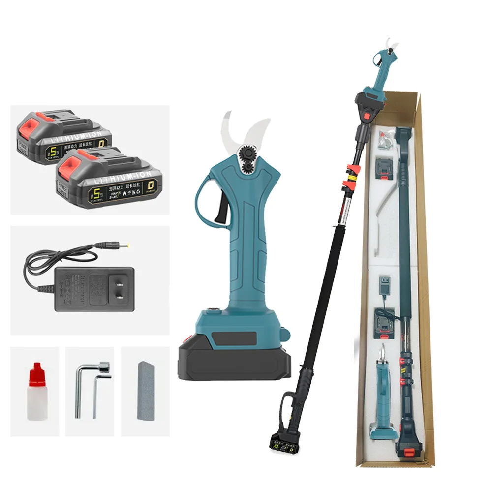 

Cordless electric rechargeable long rod trimmer, pruning shears, carbon steel blades 20-30 mm