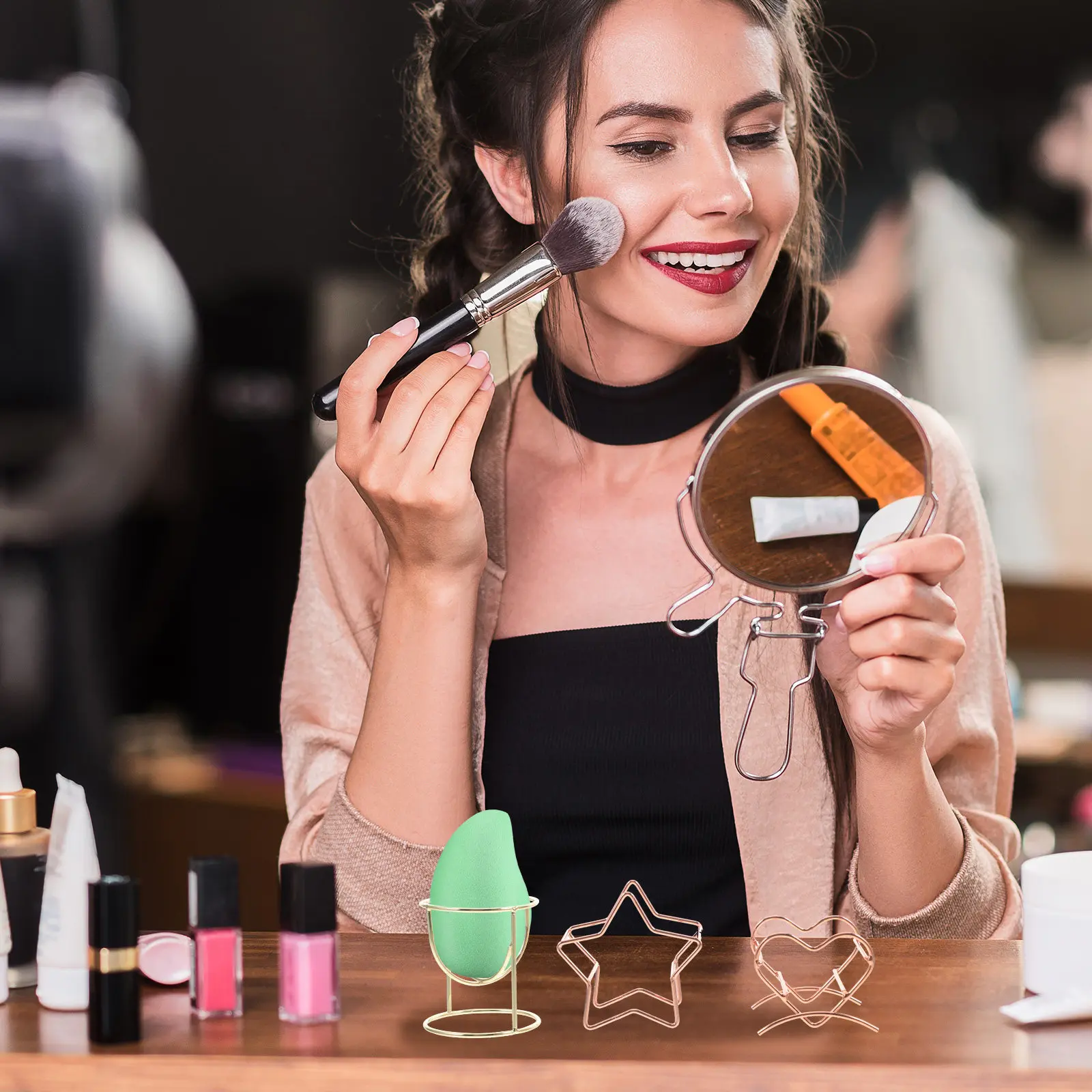 Soportes para Esponjas de Maquillaje (3 Piezas), Resistentes, Portátiles, para Secar y Guardar Esponjas de Base, Reutilizables, Tipo Huevo