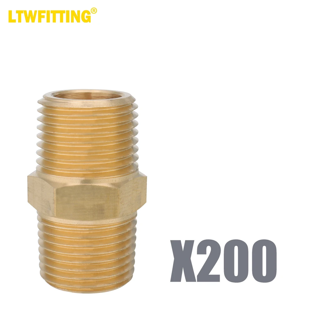 

LTWFITTING Brass Pipe Hex Nipple Fitting 3/8 x 3/8 Inch Male Pipe NPT MNPT MPT Air Fuel Water(Pack of 200)