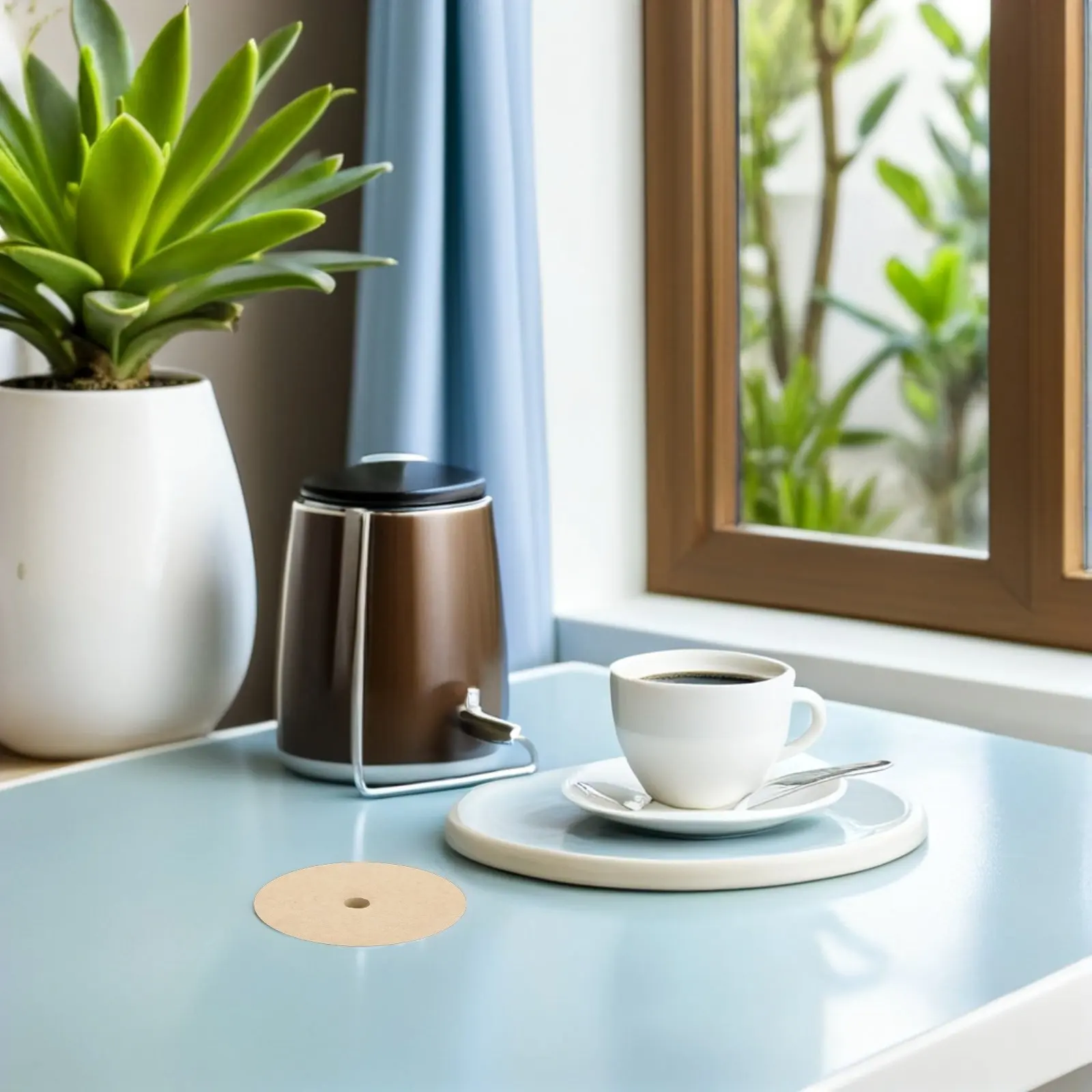 300Pcs Coffee Filter Paper Disc Unbleached Disposable Round Filters for Percolator Vietnam Pot Camping Home Office Use 64Mm 2.5