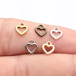WYSIWYG 40pcs Charms 5 Colors 8x7mm Hollow Heart Charms For Jewelry Making DIY Jewelry Findings Alloy Charms