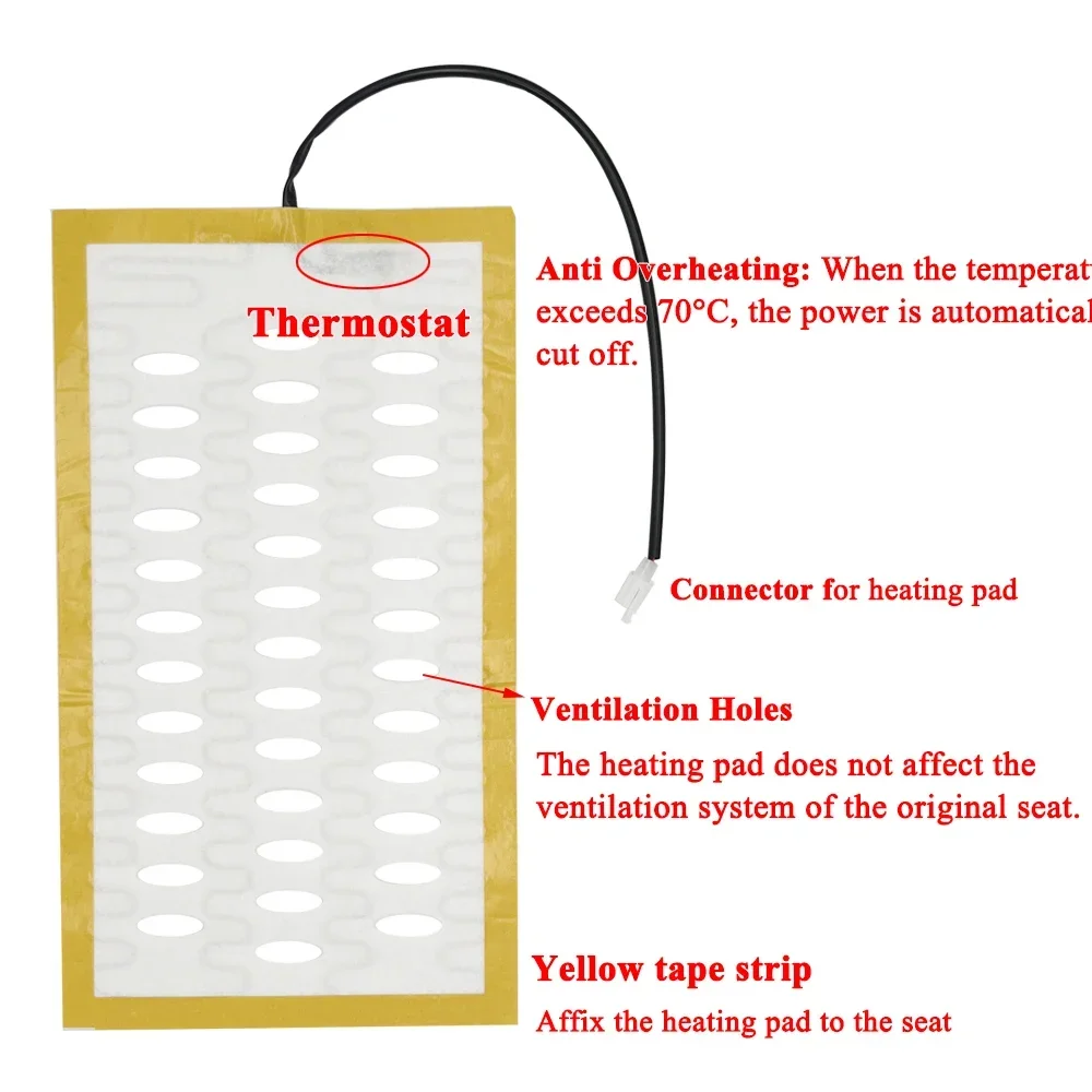Universal Built-in Car Seat Heater Set Fit 2 Seats with 12V Alloy Wire Fast Heating Pad and 3 Levels Dual Control Switch System