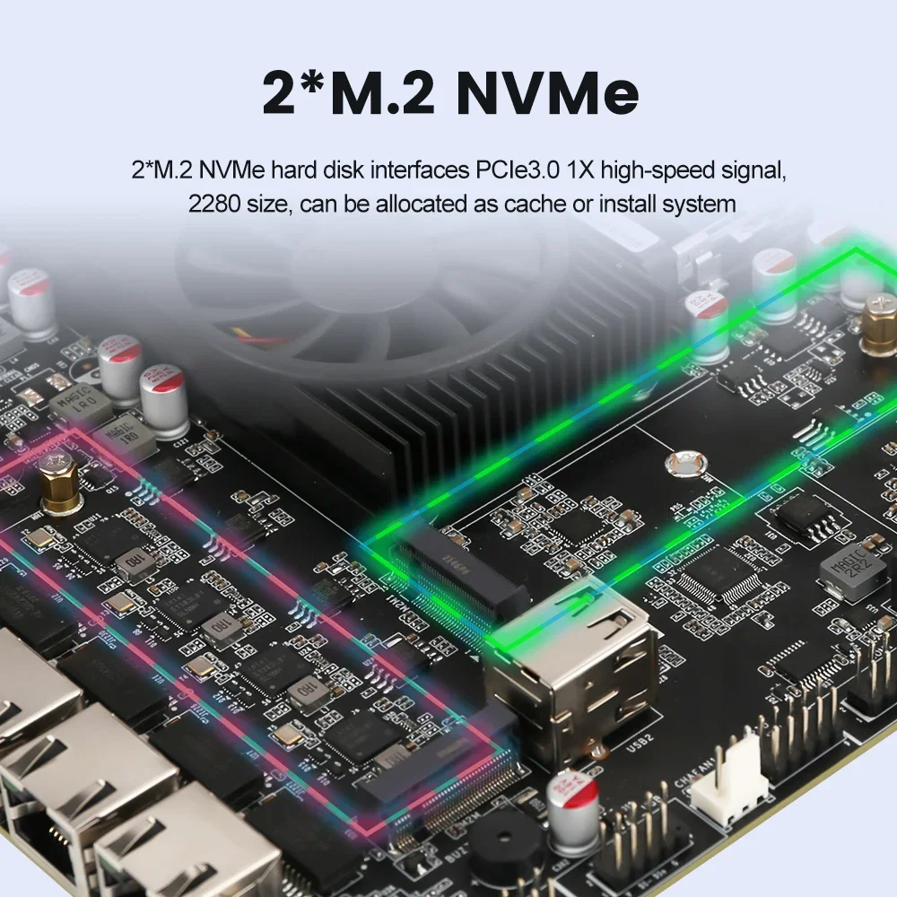 4x Scheda madre NAS Intel i226-V 2.5G Nics N5105/N6005 Dual M.2 NVMe Six SATA3.0 2 * DDR4 HDMI2.0 DP Mini ITX 17x17CM Routing morbido