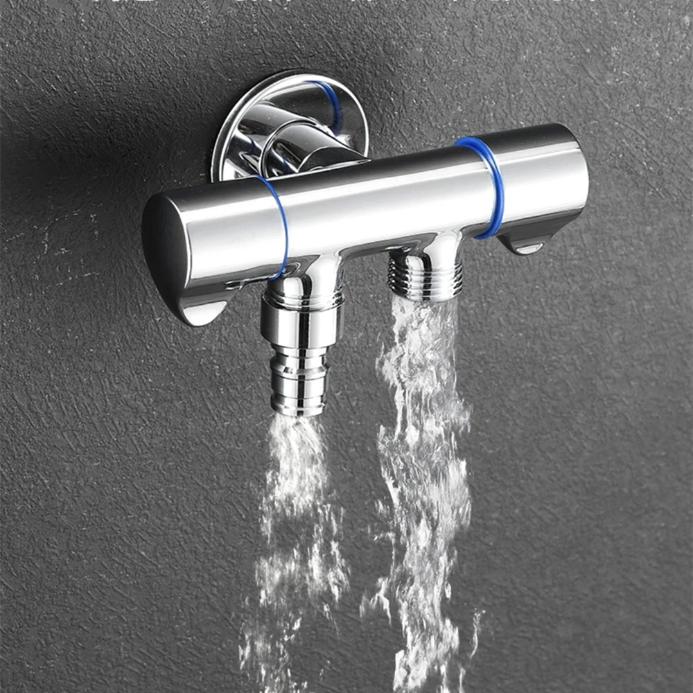 Triangle Valve Stainless Steel Silver Water Divider Dual Use Dual Outlet One in Two Out Three Way Washing Machine Faucet Special