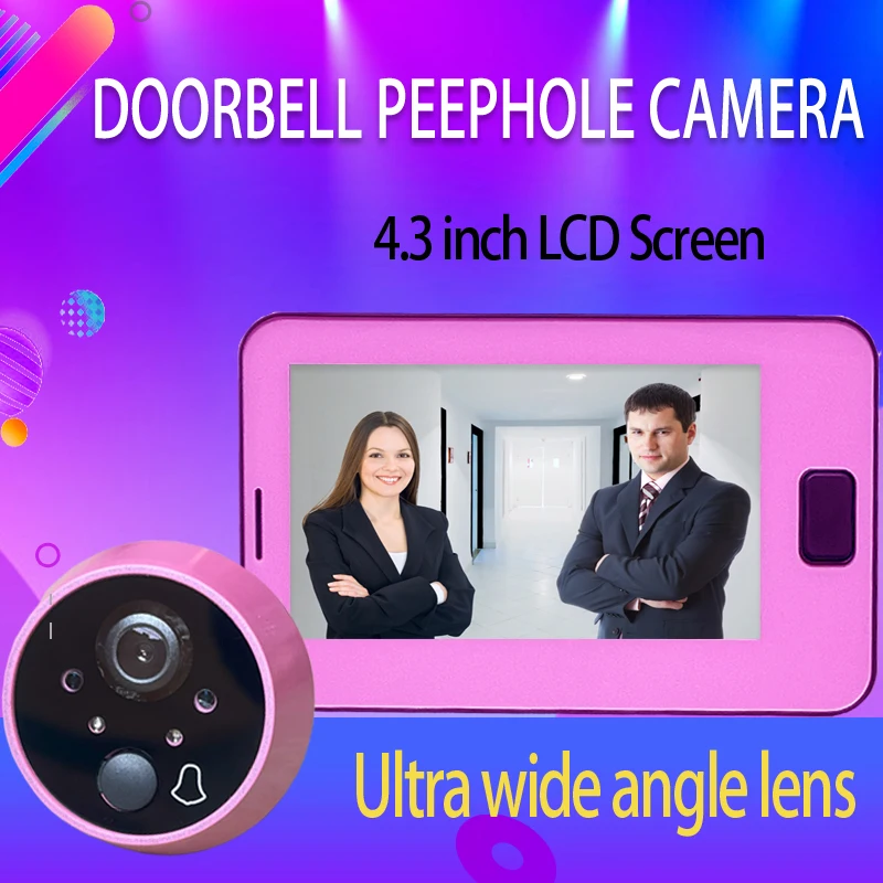 Cat Eye Door Bell Monitor Peephole Viewer  4.3inch screen 170°Ultra wide angle lens with night vision  HD Pixels camera