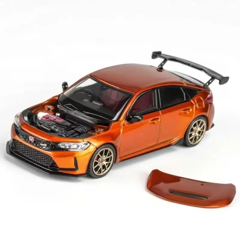 Motorhelix-MH 1/64 Honda Civic Type R (FL5) Metal Orange Diecast Car Model Alloy Simulation Collection Toy Gift For Boys