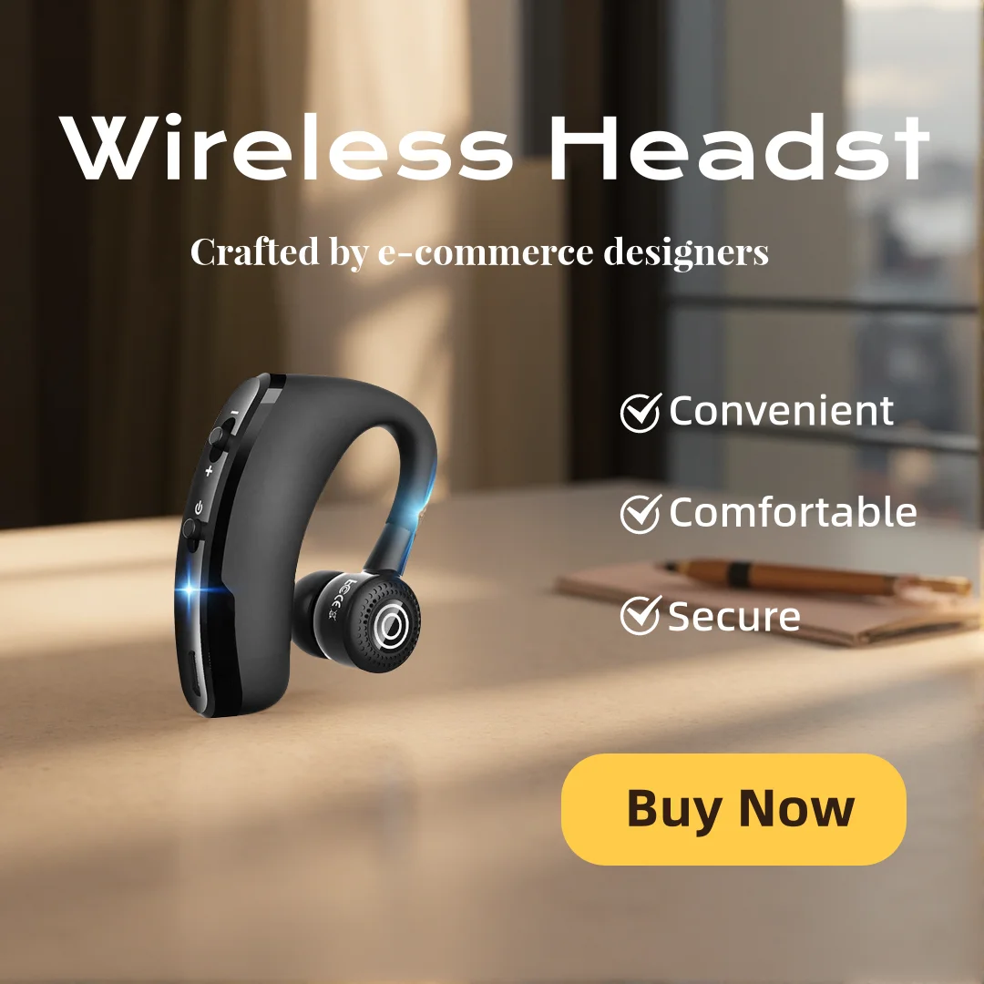 Single-Ear Driving Bluetooth Earphone for Hands-Free Communication Car Ear Hook Headset Wireless Headphones over Ear Gaming