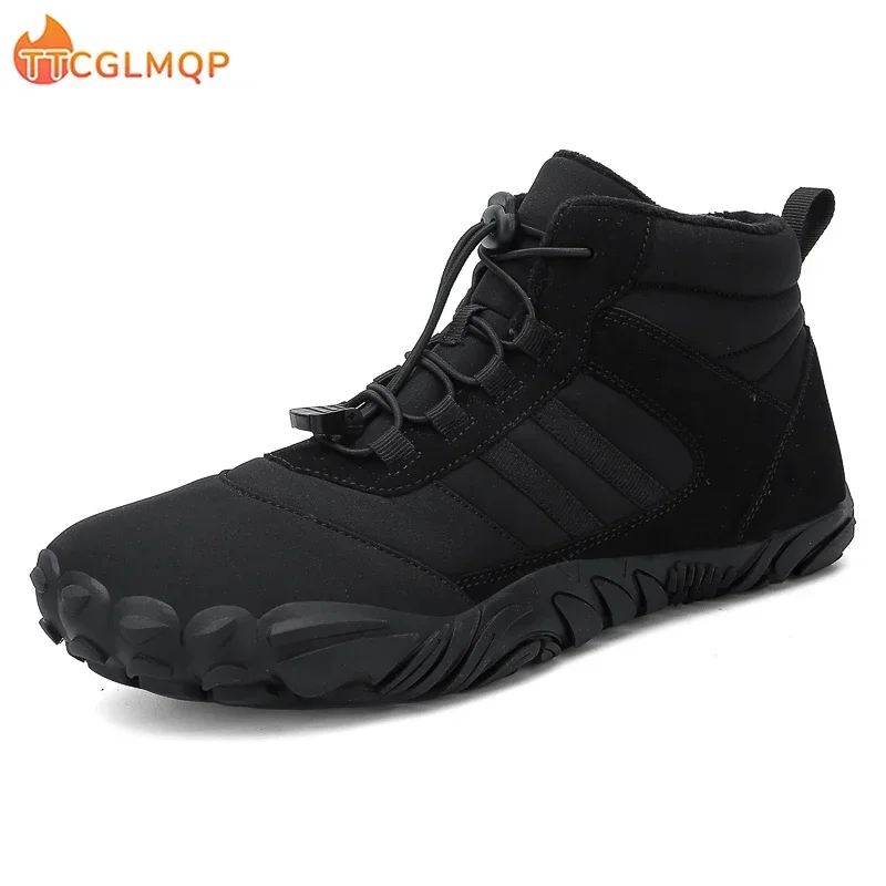 New Winter Booties Men Snow BareFoot Casual Shoes Outdoor Waterproof Work Shoes Warm Fur Men Ankle Shoes Snow Boots Plus Size 50