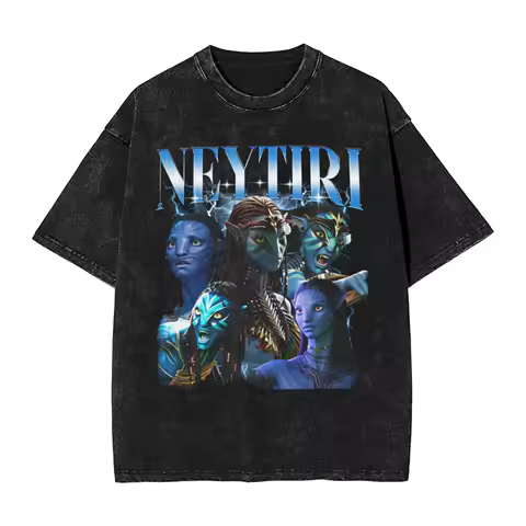 Avatar Fire and Ash Neytiri Men's T Shirts Washed Vintage Tees Short Sleeve Round Neck T-Shirt Pure Cotton Gift Idea Tops
