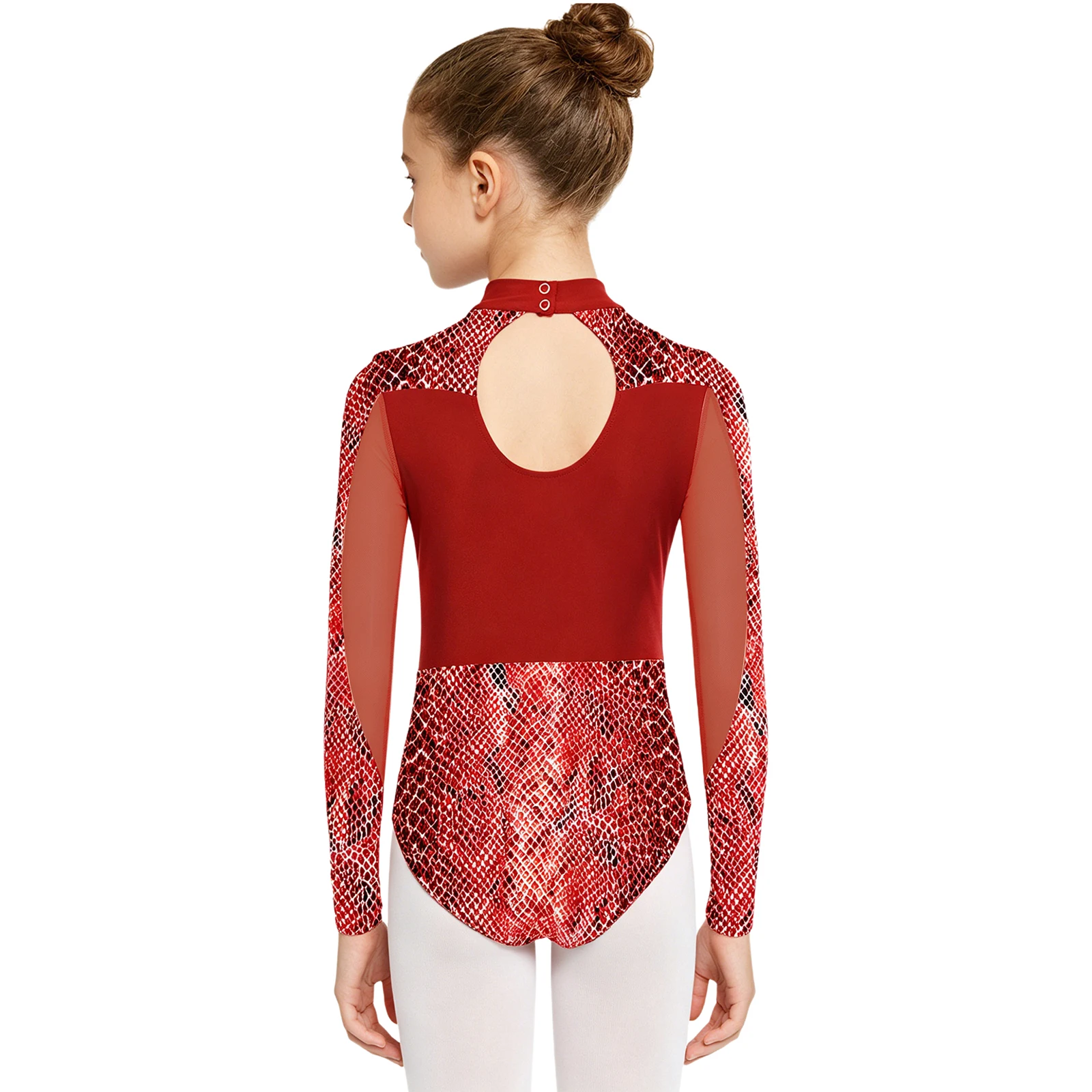 Gymnastikanzug für Kleinkind-Mädchen, Sportlicher Einteiler, Ballett-Tanzanzug, Langarm-Body mit Druckknöpfen im Schritt – Detail 13