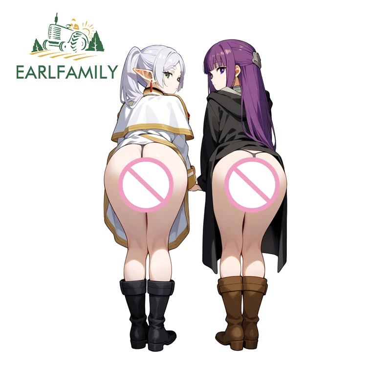 

EARLFAMILY двойные ягодицы Frieren с папоротником автомобильные наклейки интересные аниме наклейки для предметов водостойкие устойчивые к царапинам автомобильный Стайлинг