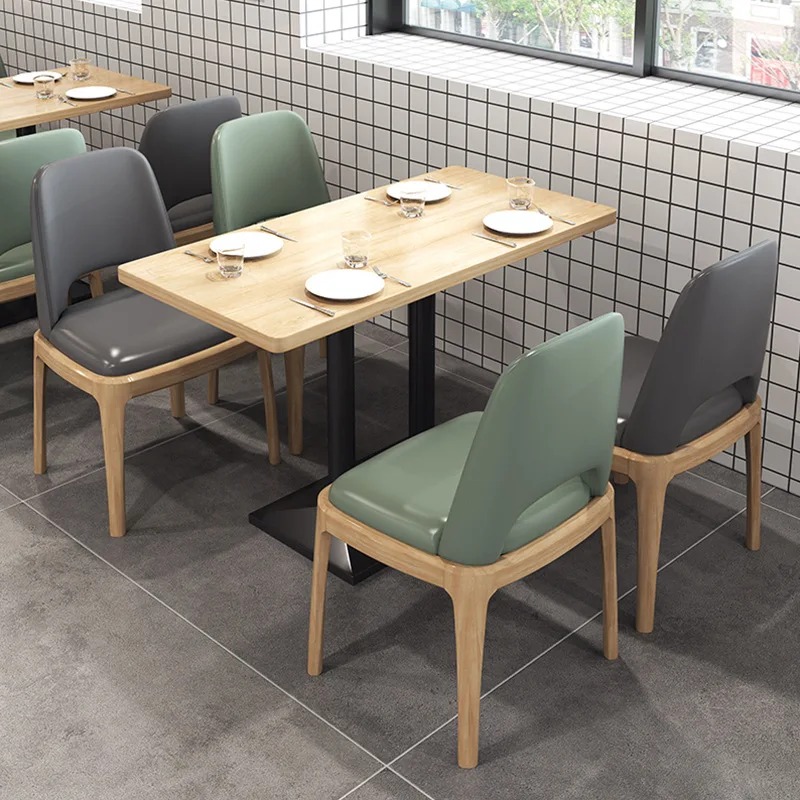 Chain restaurant hot pot restaurant noodle shop solid wood dining table and chairs