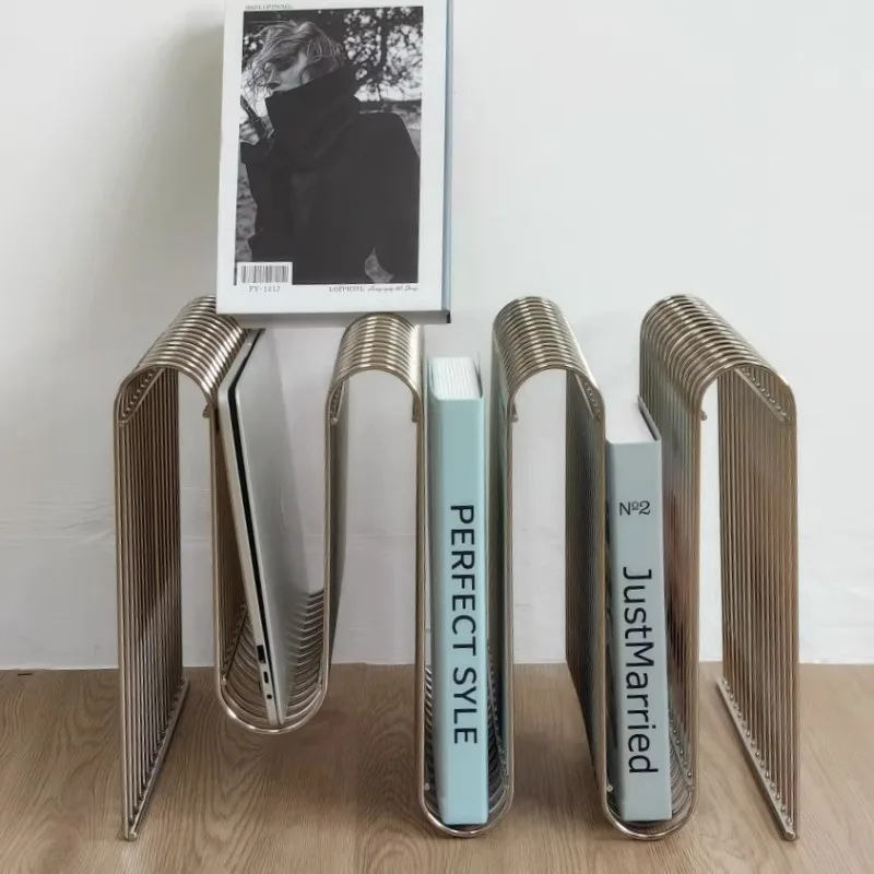 

Geometric Bookshelf, Nordic Stainless Steel Coffee Table, Simple Modern Creative Sofa Side Table, Living Room Balcony Magazine