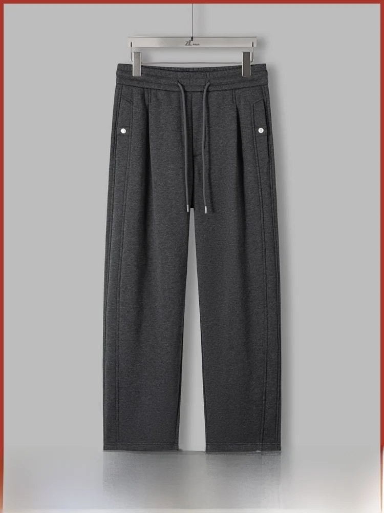 

Fce Lined Thiened с эластичной резинкой на талии, спортивные повседневные прямые длинные брюки, осень-зима, мужские износостойкие большие размеры