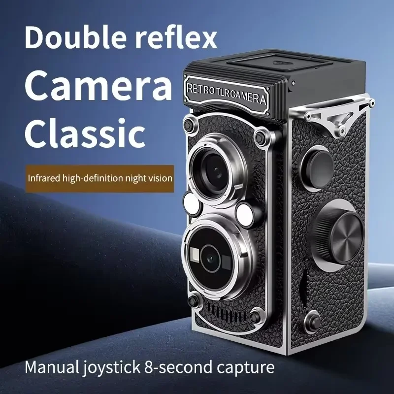 Retro Camera Dual Lens Design Infrared Night Vision Function Manual Joystick Operation HD Mini Camera Portable Nostalgic Camera