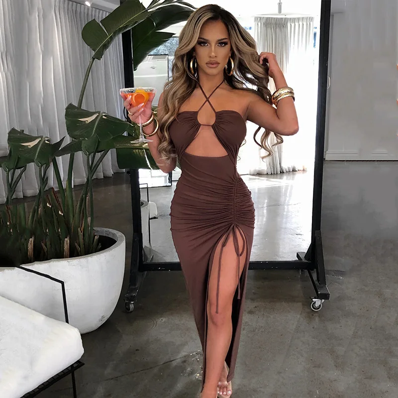 Abiti senza maniche sexy femminili midi senza schienale Slim Night Club Party Abito da donna aderente Abiti eleganti Para Mujer