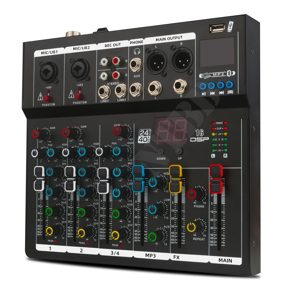 4 Channels Mixer F4 Bluetooth USB Reverb Home Stage Performance Live Broadcast Network Song Karaoke live Sound Table