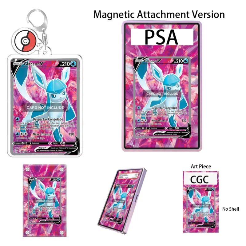 Présentoir d'art pour Pokémon Evolving Skies Glaceon V Anime, Cadeau pour les fans d'art, Étui de protection en acrylique recyclable, Porte-clés