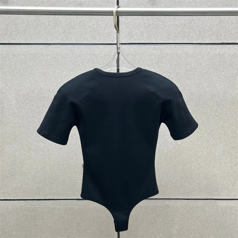 women's bodysuit 2026 Spring new elastic knitted slim fit short sleeved top pure cotton women's tight corset y2k women's t-shirt