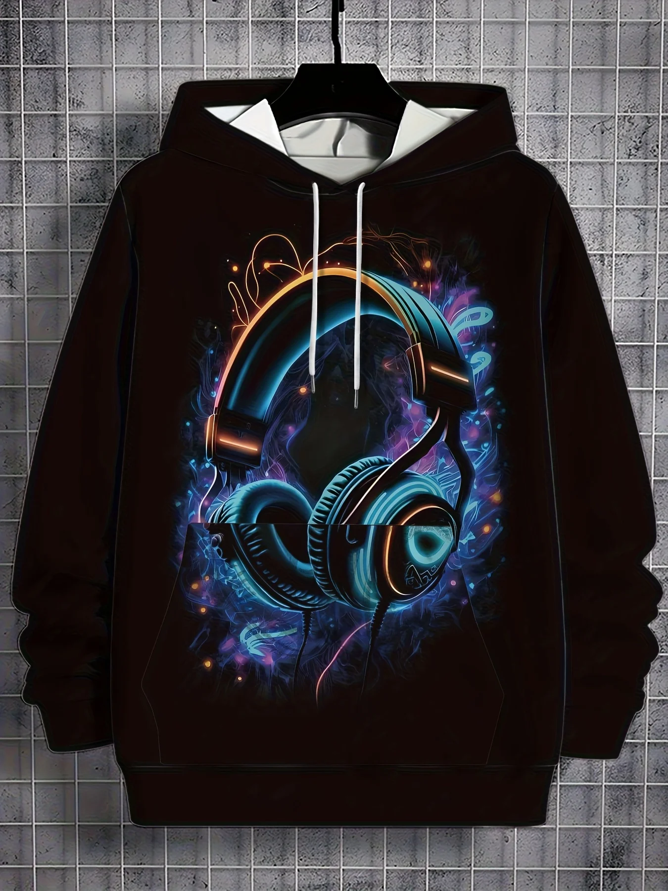 New model: men’s hooded long-sleeve loose-fitting casual printed basic sweatshirt. Perfect for young people in spring, summer, a