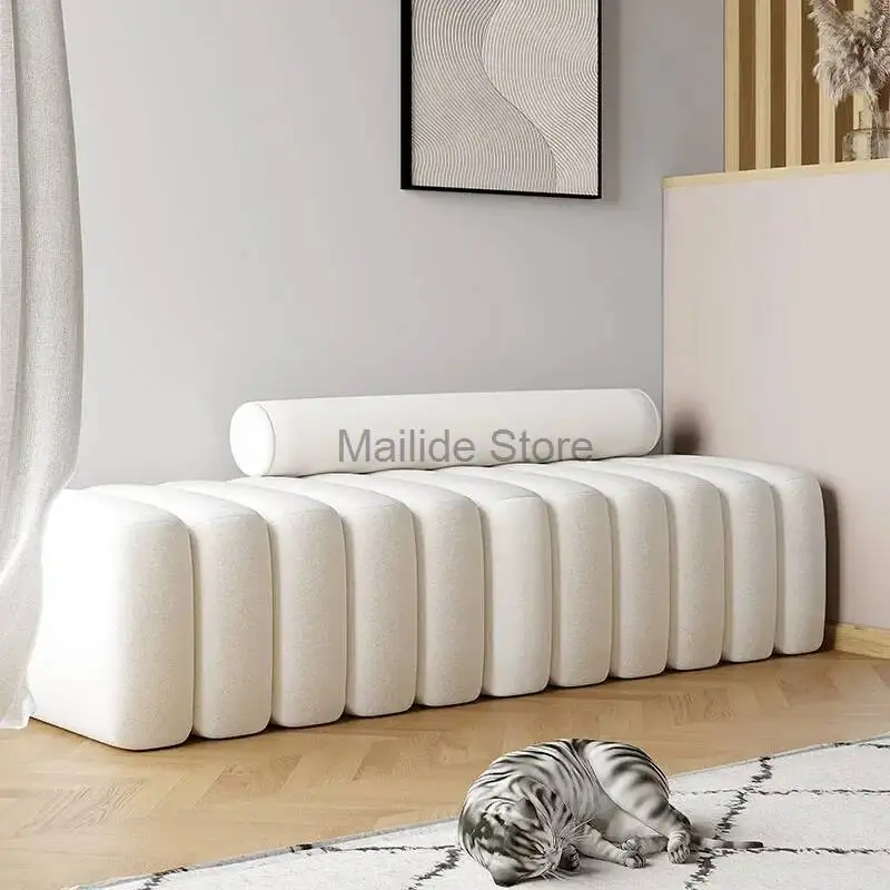 Designer Flannel Stools Nordic Living Room Furniture Modern Light luxury Bench Bedroom Ottomans home porch Changing Shoe Stool
