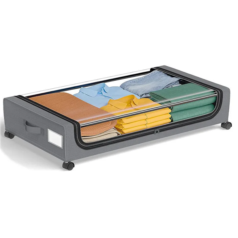 2Pcs Wheeled Under Bed Storage Drawer Large Capacity Dustproof Box For Underbed Garment Organizer Dorm Room Clutter Storage
