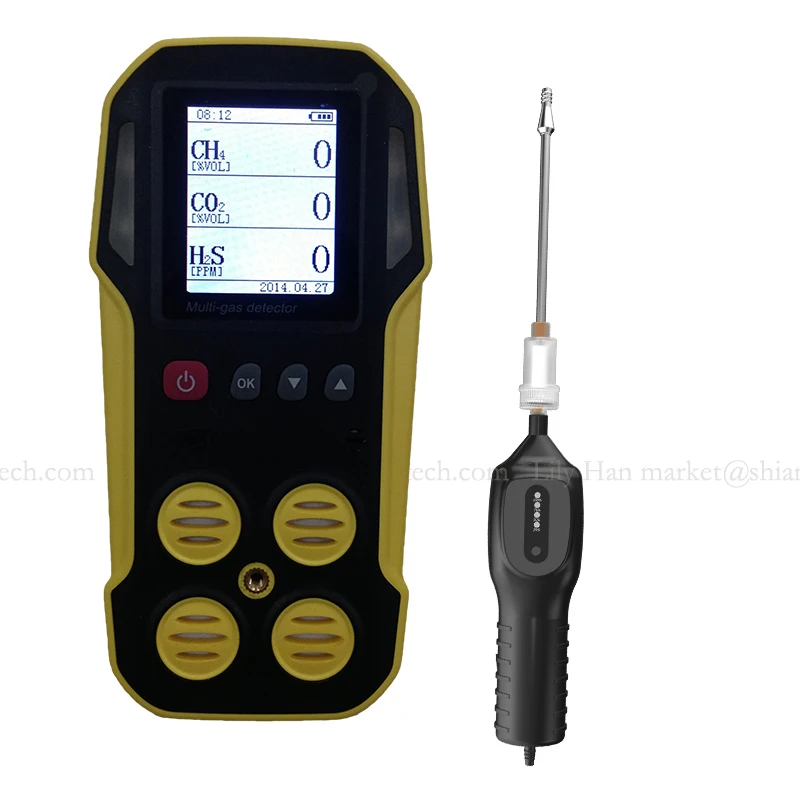 IRCD4 biogas analyzers, Portable multi 4 gas detecting alarm CH4 CO2 H2S O2 gas monitors