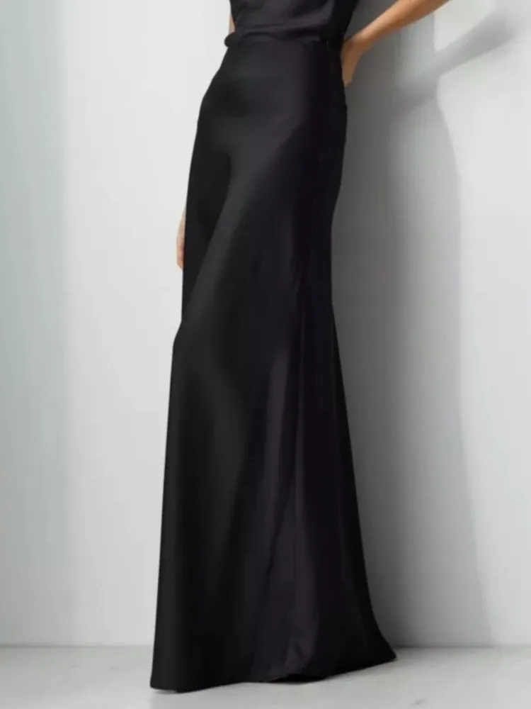 All-match Satin Women Skirt Spring Summer New Fashion High Waist Wrap The Buttocks Fishtail Skirts Elegant Simple Ladies Outfits