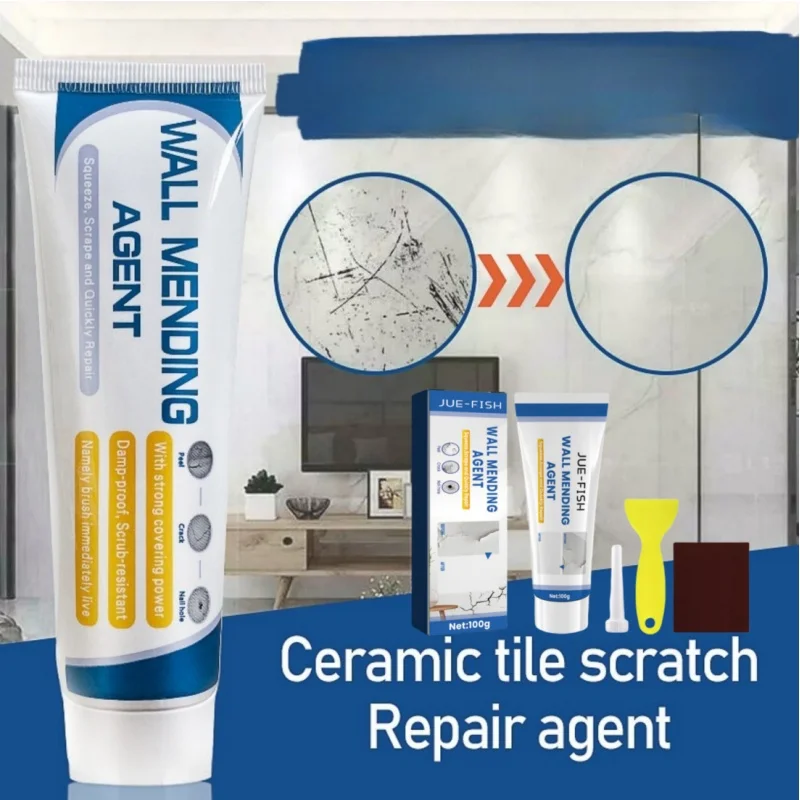 

100G Wall Mending Agent Wall Repair Cream with Scraper Paint Valid Mouldproof Quick-Drying Patch Restore Bathroom Paint Clean