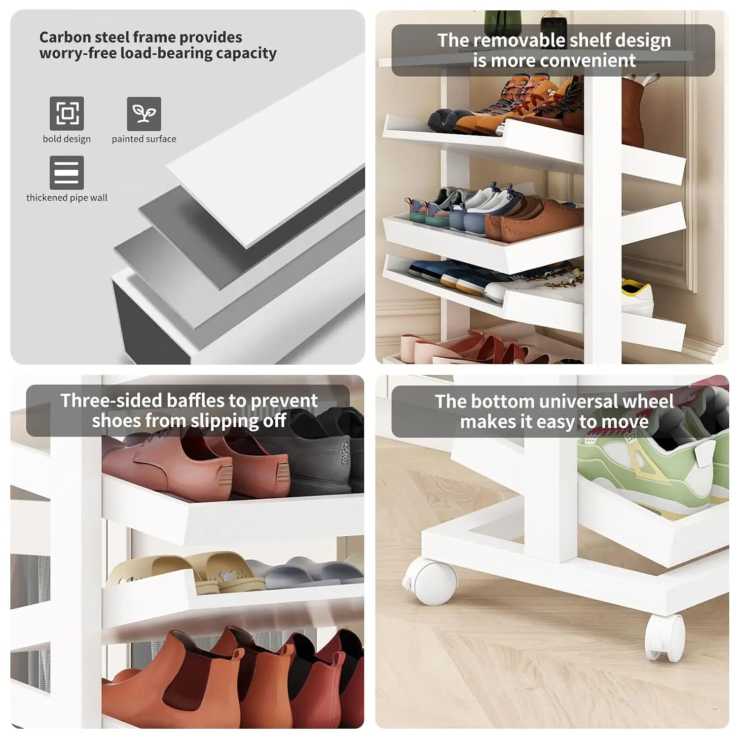 8 Tier Rotating Shoe Rack Freestanding Storage Organizer Entryway Closet 360 Spinning Holds 24-32 Pairs, Customized