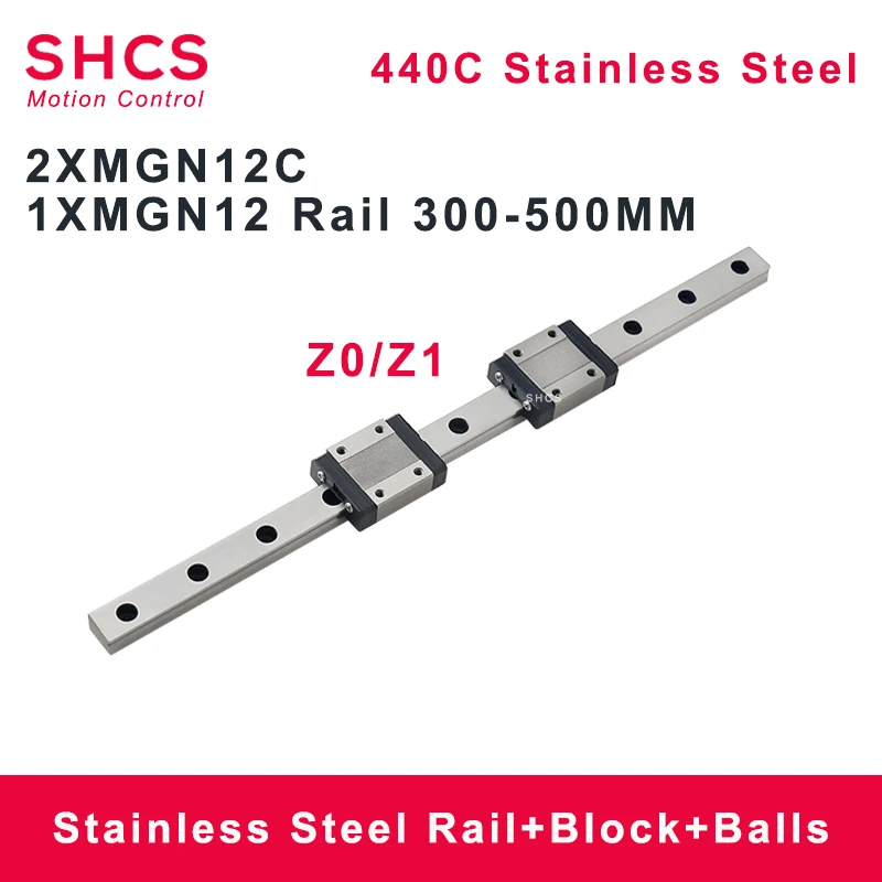 

MGN12C 350mm 2 Carriage 440C Stainless Steel MGN12 Rail 300mm 350mm 400mm 450mm 500mm With MGN12C 2 Blocks Z0 Z1