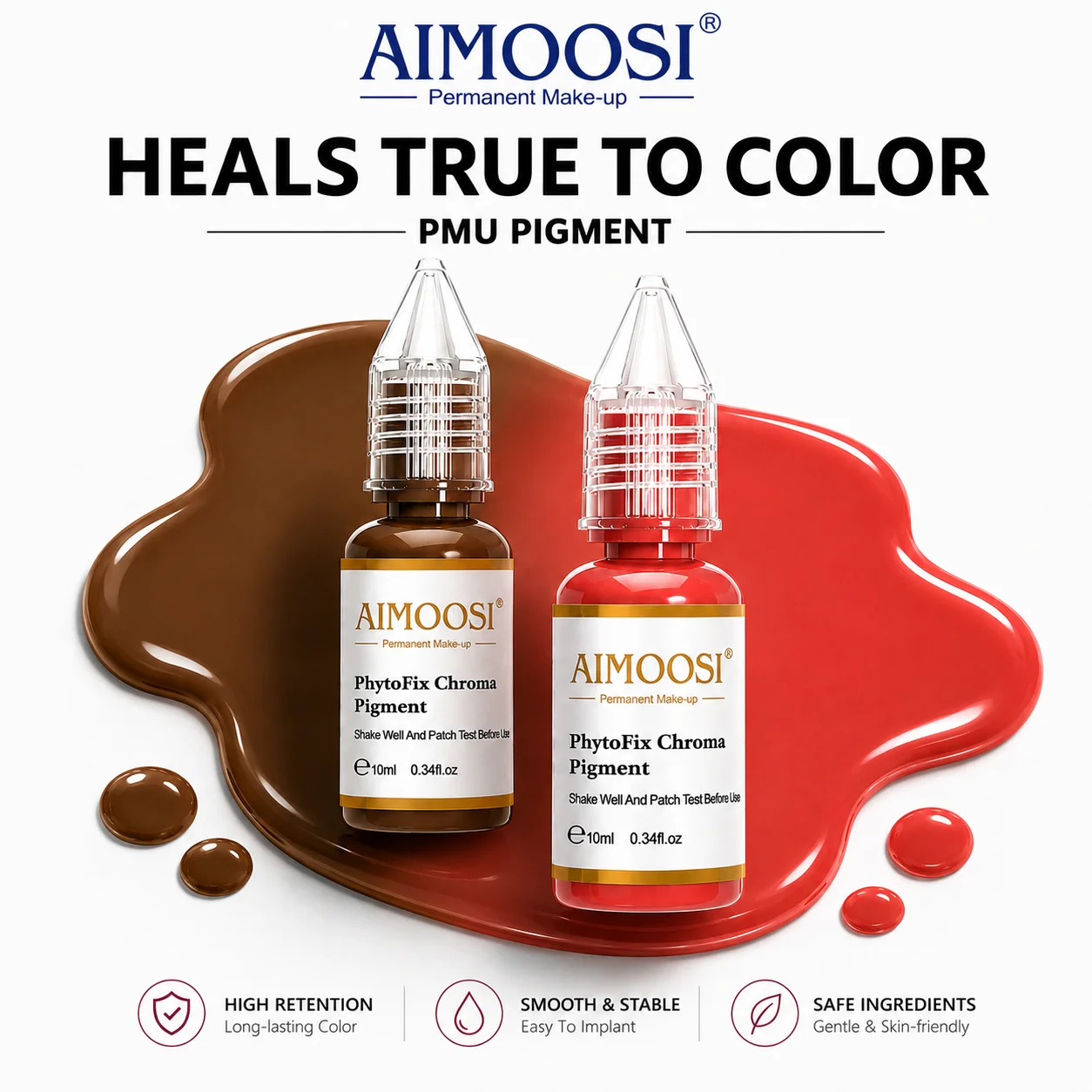 AIMOOSI 10ML Organic Permanent Makeup Pigment Fast Coloring Tattoo Ink For Lips Brows Eyeliners Microblading Micropigmentation