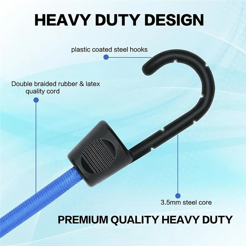 Corde elastiche da campeggio ABLK 30 pezzi Set di corde assortite premium in barattolo con 4 clip, 6 elastici ed uso incluso con palla