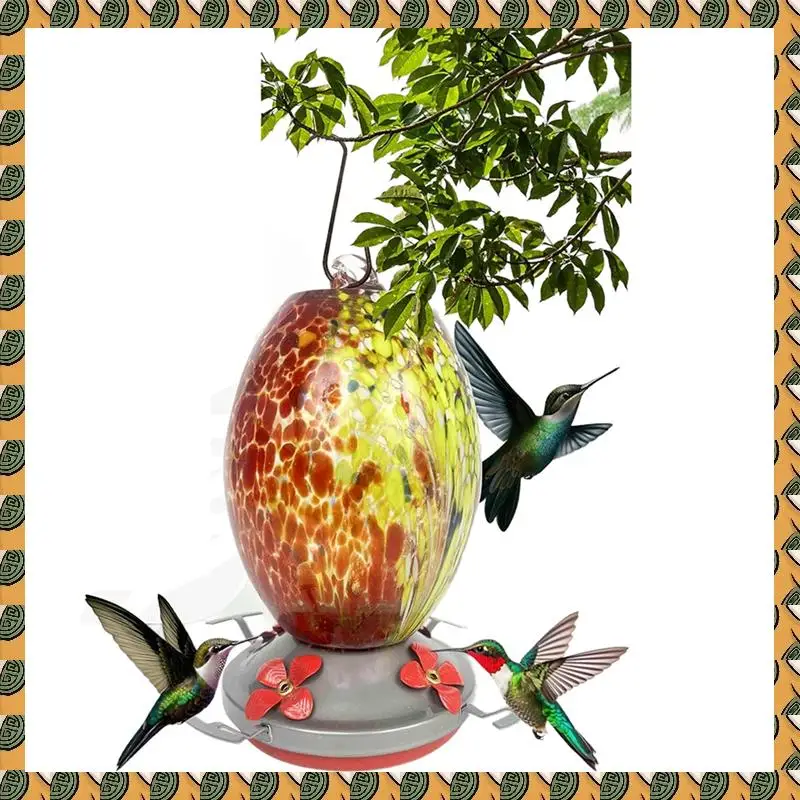 

Garden Bird Feeders For Outdoors Hanging, Bird Gifts For Women, Blown Glass Bird Feeder Easy Install B