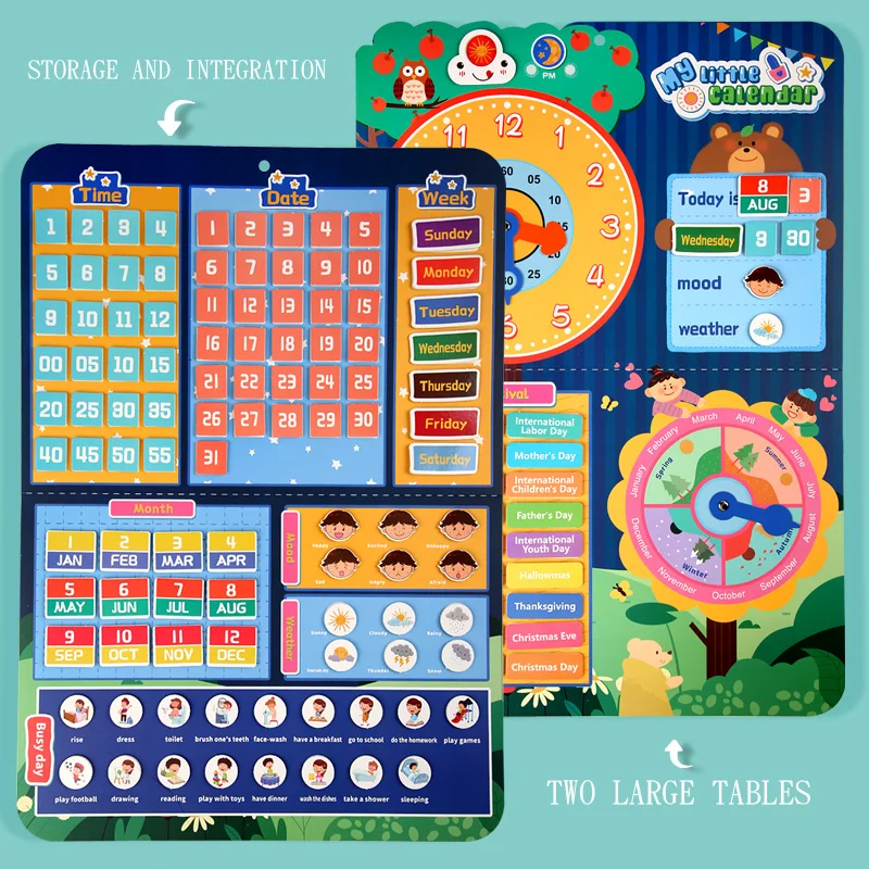 Kids Visual Schedule Daily Calendar Chart Busy Board Preschool Early Learning Toys Time Date Month Festival Weather Season Mood