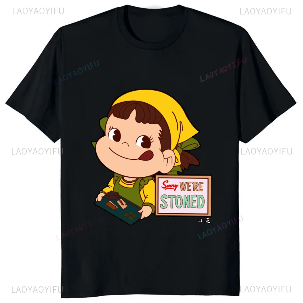 New Arrival Japanese Cute Punk Retro Milk Peko-chan Printed Tshirt Y2k Casual Fashion Women T Shirt Hipster Hip Hop Summer Tees