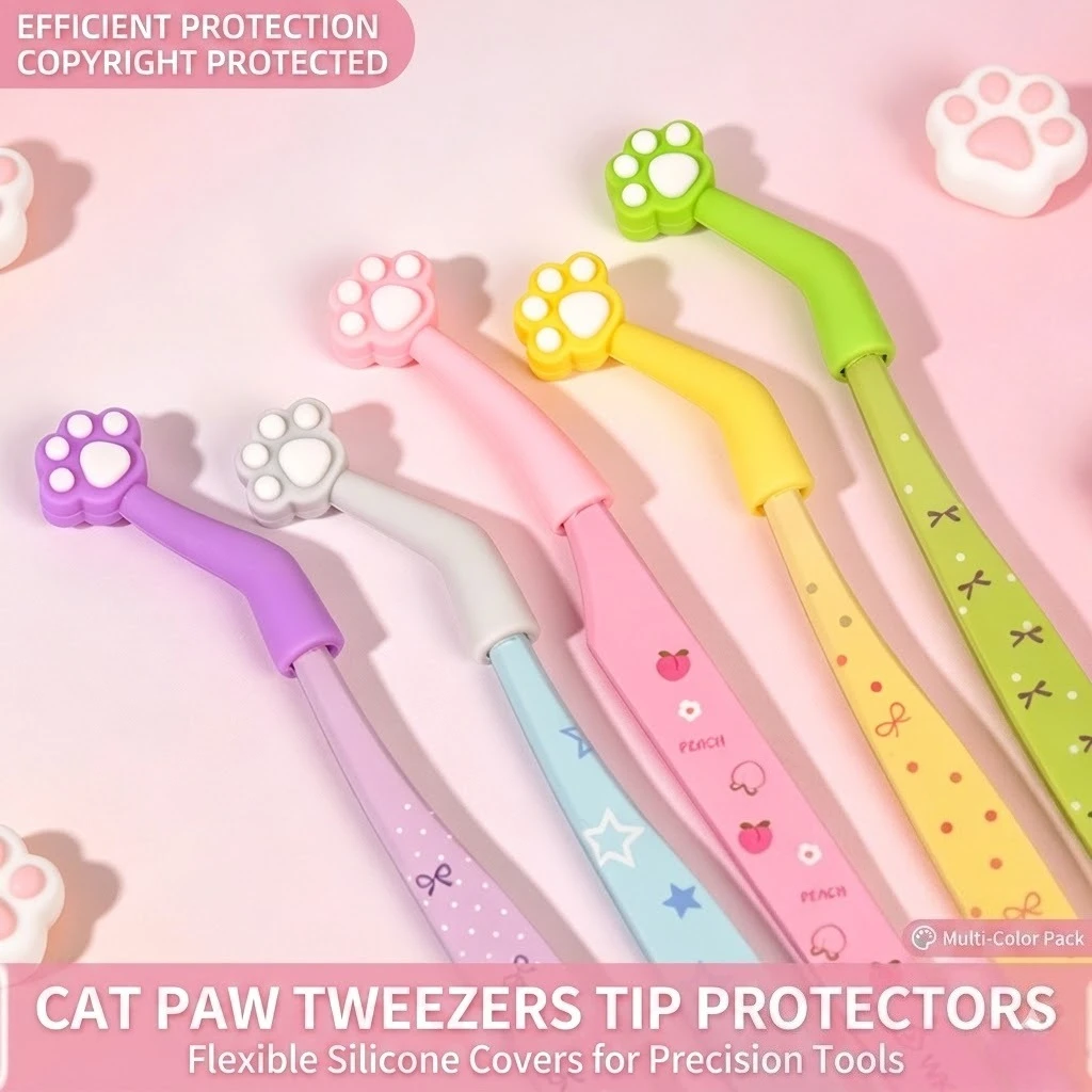 5-Pack Cat Claw Tweezer Protector, Cat Paw Lash Tweezer Cap，Cat Paw Tweezer Sleeve，Effectively Protect Nail Clippers