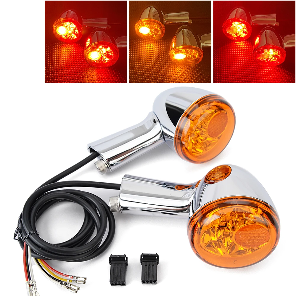 

4PCS Retro Motorcycle Rear Brake LED Turn Signal Light Indicator Running Lamp for Harley Sportster XL883 XL1200 1992-up