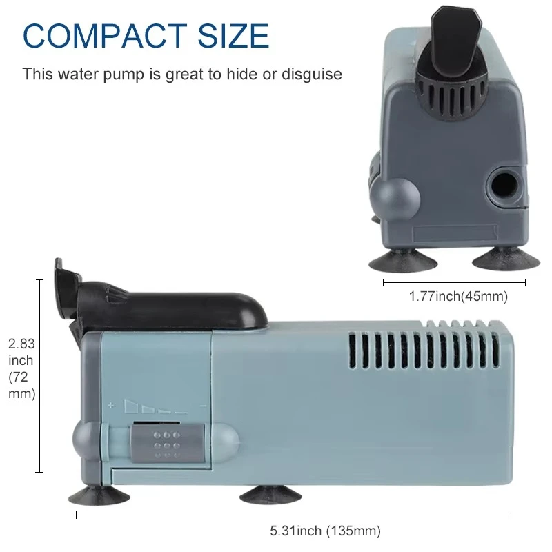 132GPH Eco-friendly Plastic Submersible Pump 500L/H 5W Small Aquarium and Fish Tank Pump Suitable forPonds Statues Fast Delivery