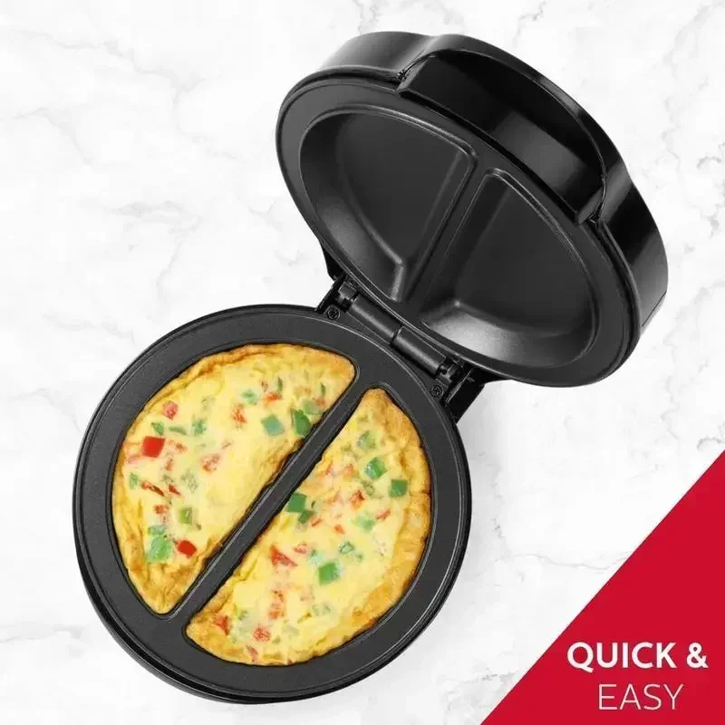 Non-Stick Omelet & Frittata Maker, Stainless Steel, Makes 2 Individual Portions Quick & Easy (2 Section, Black)