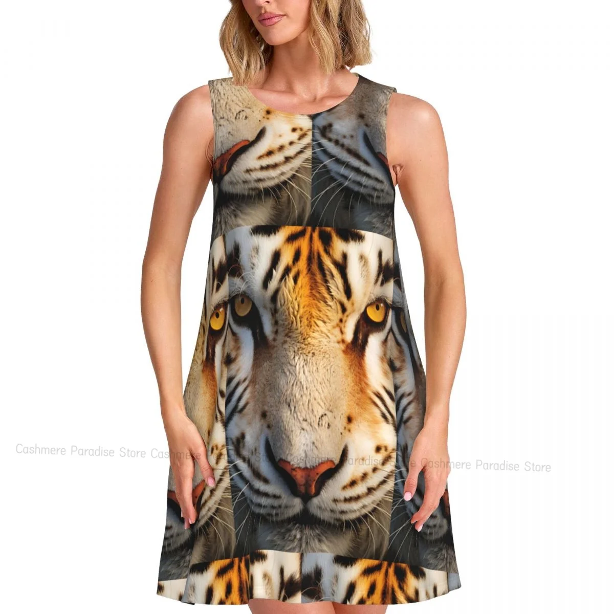 Robes d'été pour femmes, t-shirt de plage, sans manches, tigre sauvage, Nature, décontracté, ample, débardeur, 2025