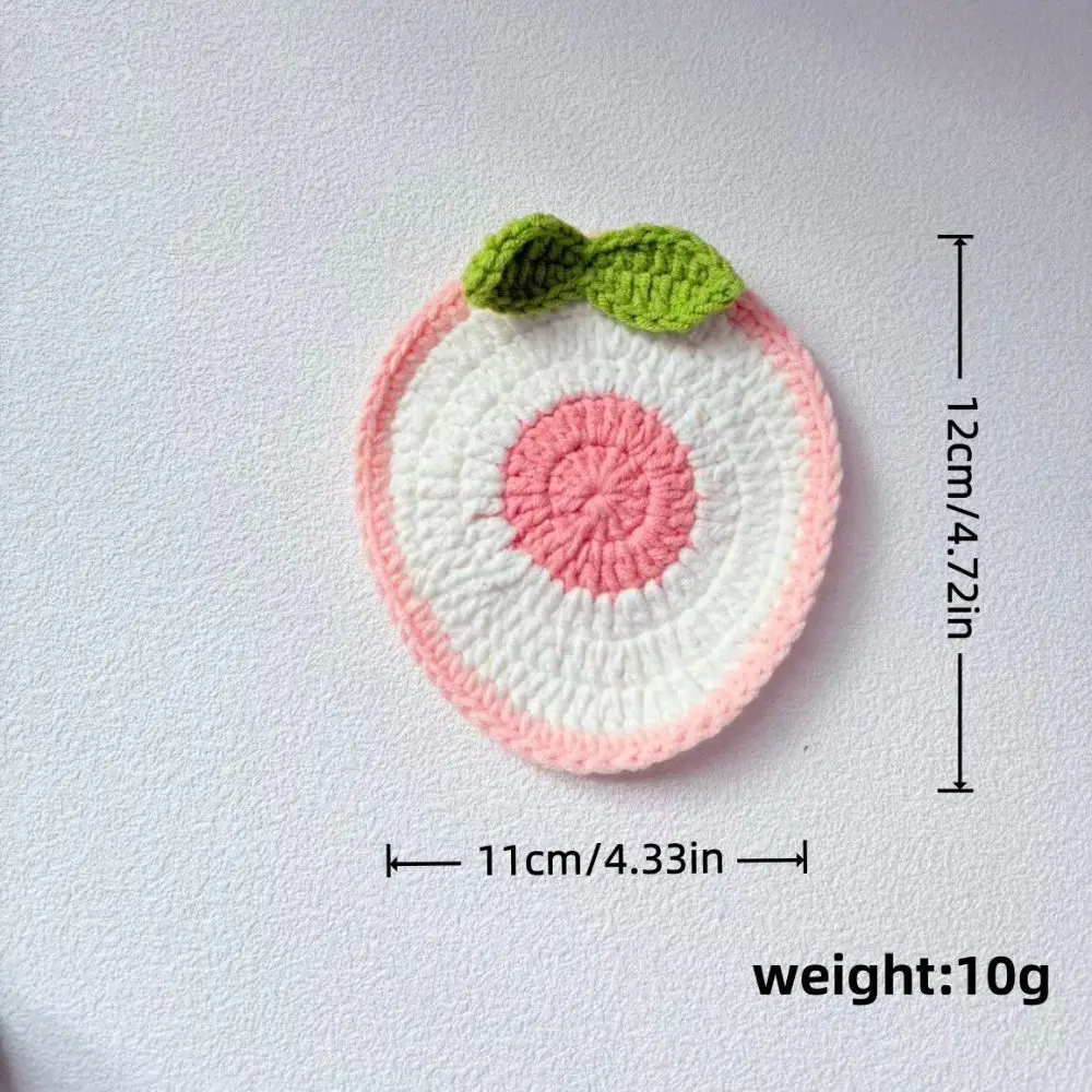 Yarn Crochet Fruit Coasters Handmade Crochet Heat Insulating Knitted Cup Mats Fruit Shaped Soft Lightweight
