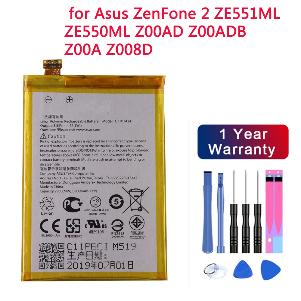 

New Zen Fone Battery C11P1424 3000mAh for Asus ZenFone 2 ZE551ML ZE550ML Z00AD Z00ADB Z00A Z008D Phone Battery Bateria + Tools