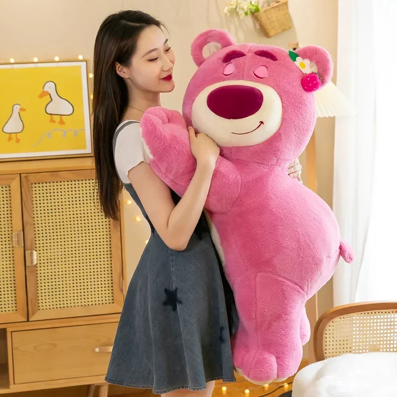 40cm Disney Toy Cute Plush Stuffed Toys Pillow Cartoon Pink Strawberry Bear Soft Plush Doll Girls Kawaii Anime Bear Stuffed Doll