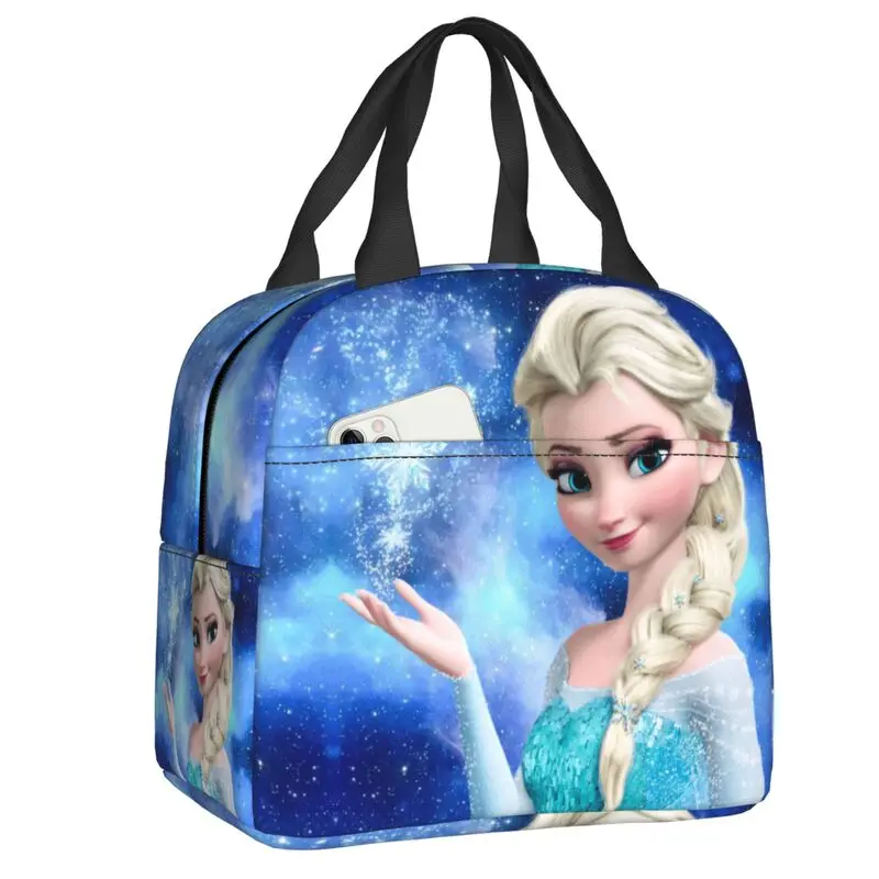 Custom Cartoon Frozen Princess Lunch Bag Women Portable Cooler Thermal Insulated Lunch Box for Kids Storage Food Bento Box