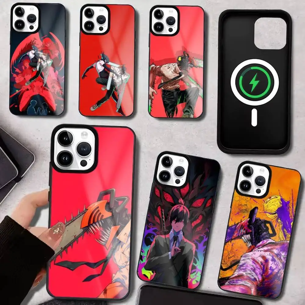 C-Chainsaw Anime M-Man Phone Case For iPhone17,16,15,14,13,12,11 Plus,Pro Max, New Magnetic Wireless Charging