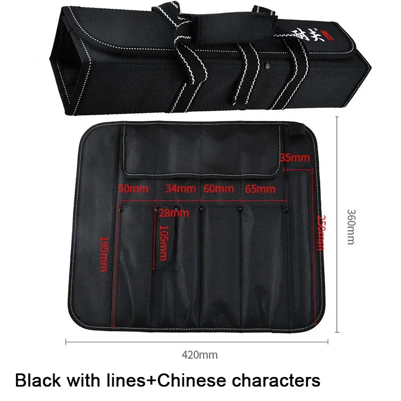 

Knife Tools Roll Bag Chef Knife Bag with Portable Handle Travel Durable Kitchen Organizer Knife Carry Pouch (NO Knife)