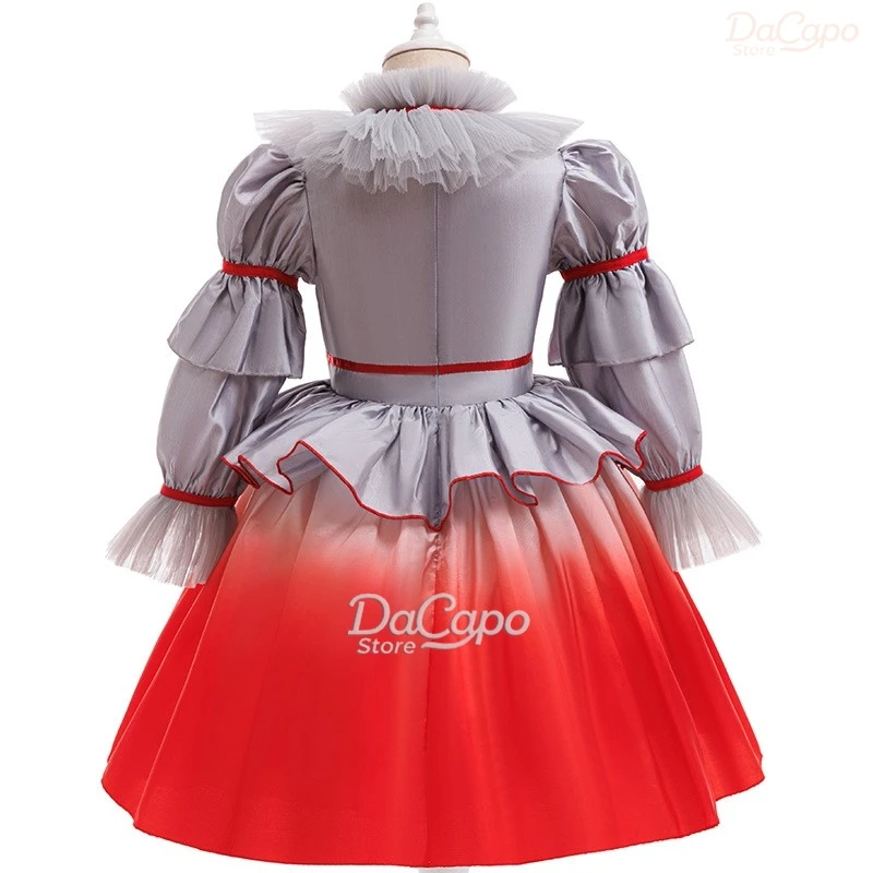 ITT Pennyywise تأثيري هالوين فيلم المهرج تأثيري فستان زي Genderswap الرعب فستان مخيف حتى كرنفال حفلة الاطفال الزي #4