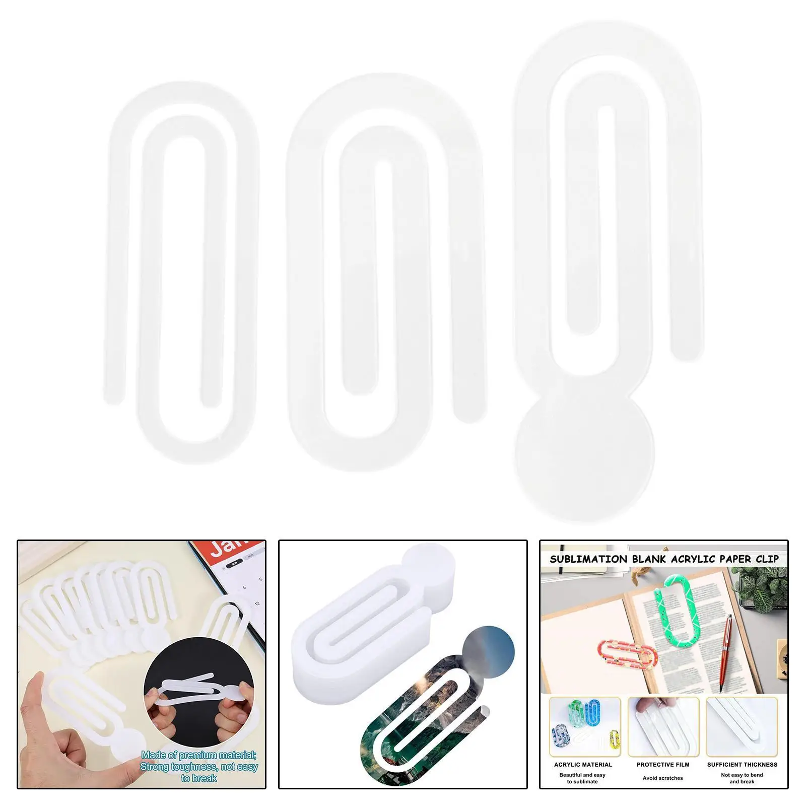 10Pcs Clear Acrylic Paperclips Easy to Carry & Store Multipurpose Acrylic Bookmark for Office Classrooms Documents Home Use