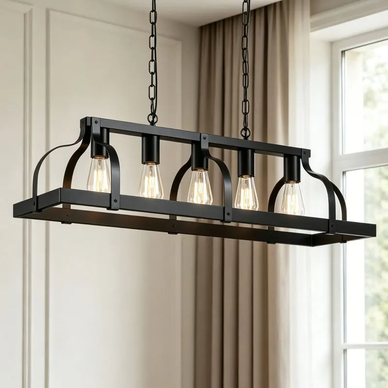 American Standard Wrought Iron Industrial Style Restored Dining Room Kitchen Living Room  Bedroom Beautiful Pendant Light